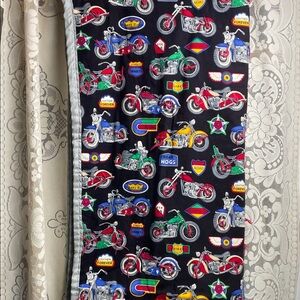 Motorcycle Print Black Throw Blanket Homemade